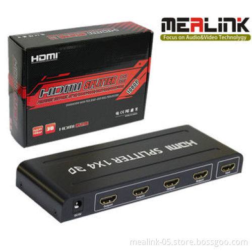 Black 3D 1X4 HDMI SplitterNew